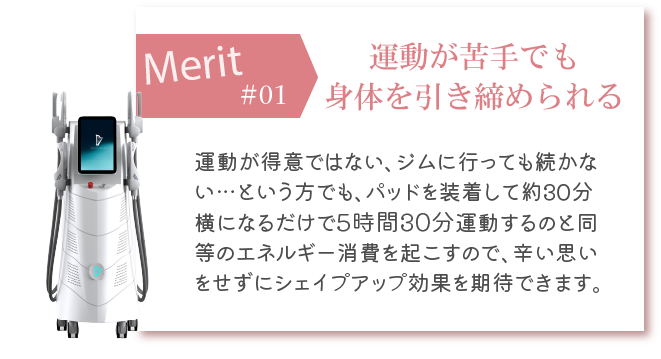 運動が苦手でも
身体を引き締められる