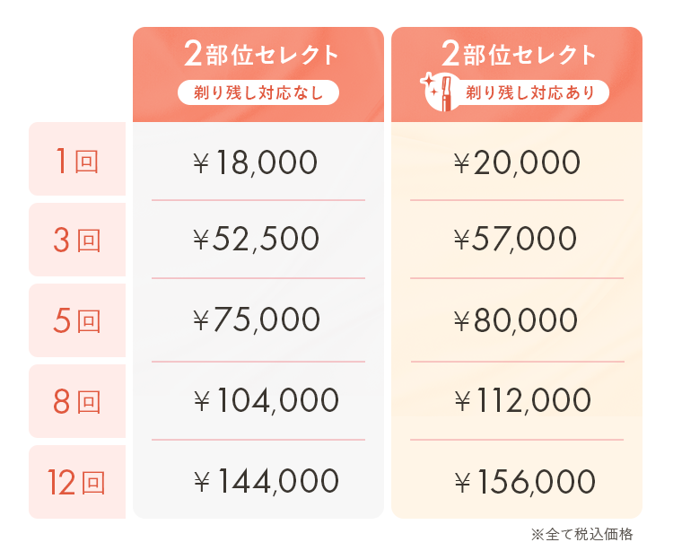 セレクト脱毛2部位
