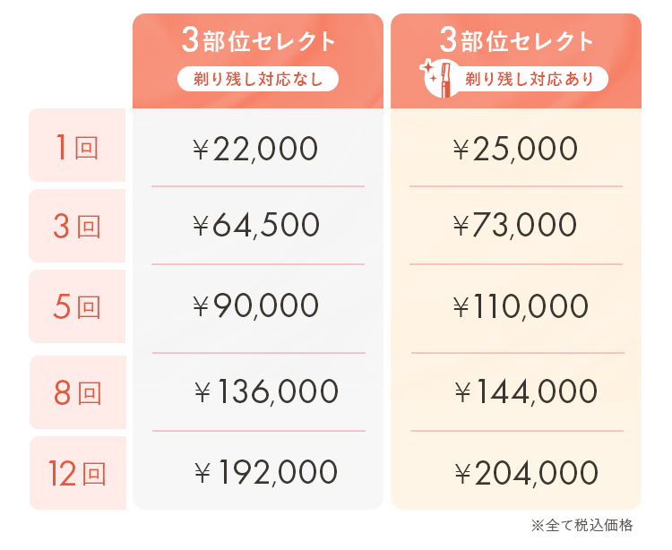 セレクト脱毛3部位